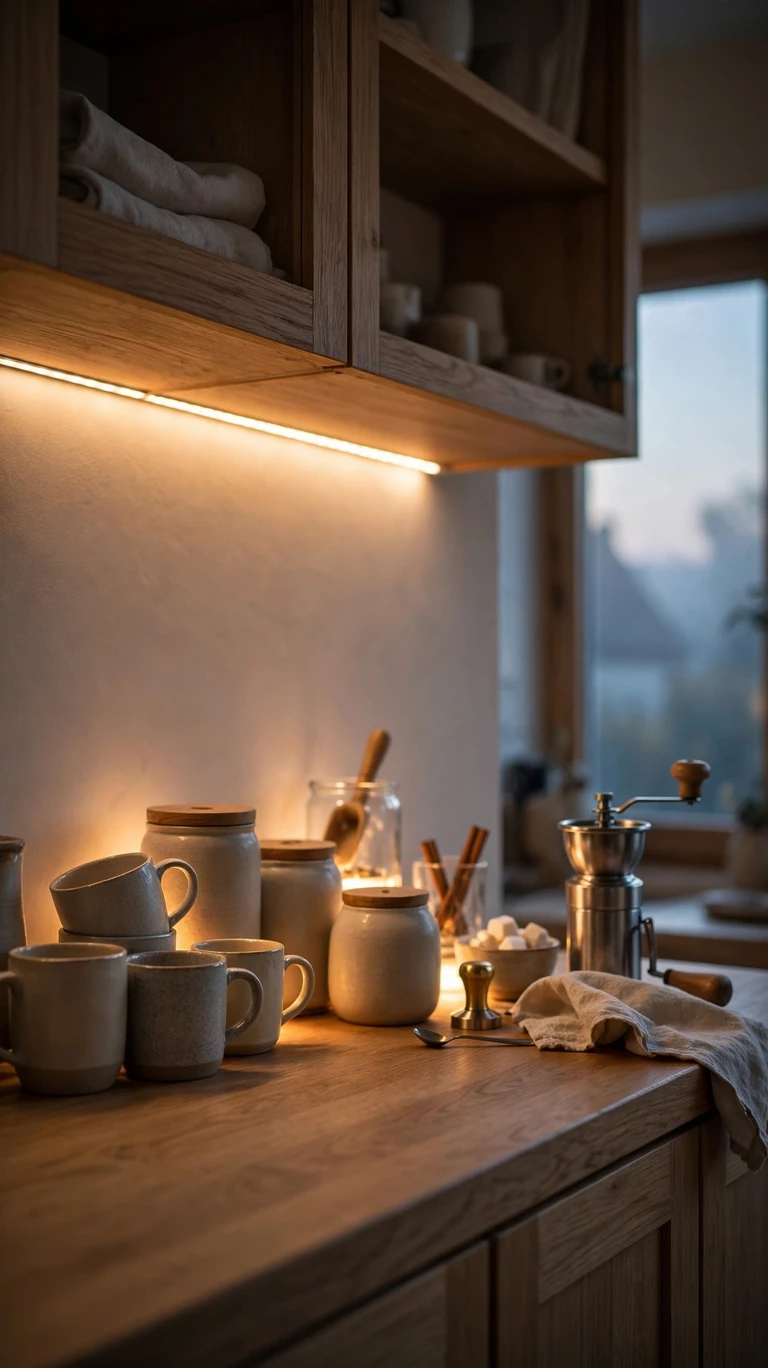 22 Cozy Coffee Bar Ideas for the Cutest Corner at Home 14 Under-Cabinet Lighting for Ambiance