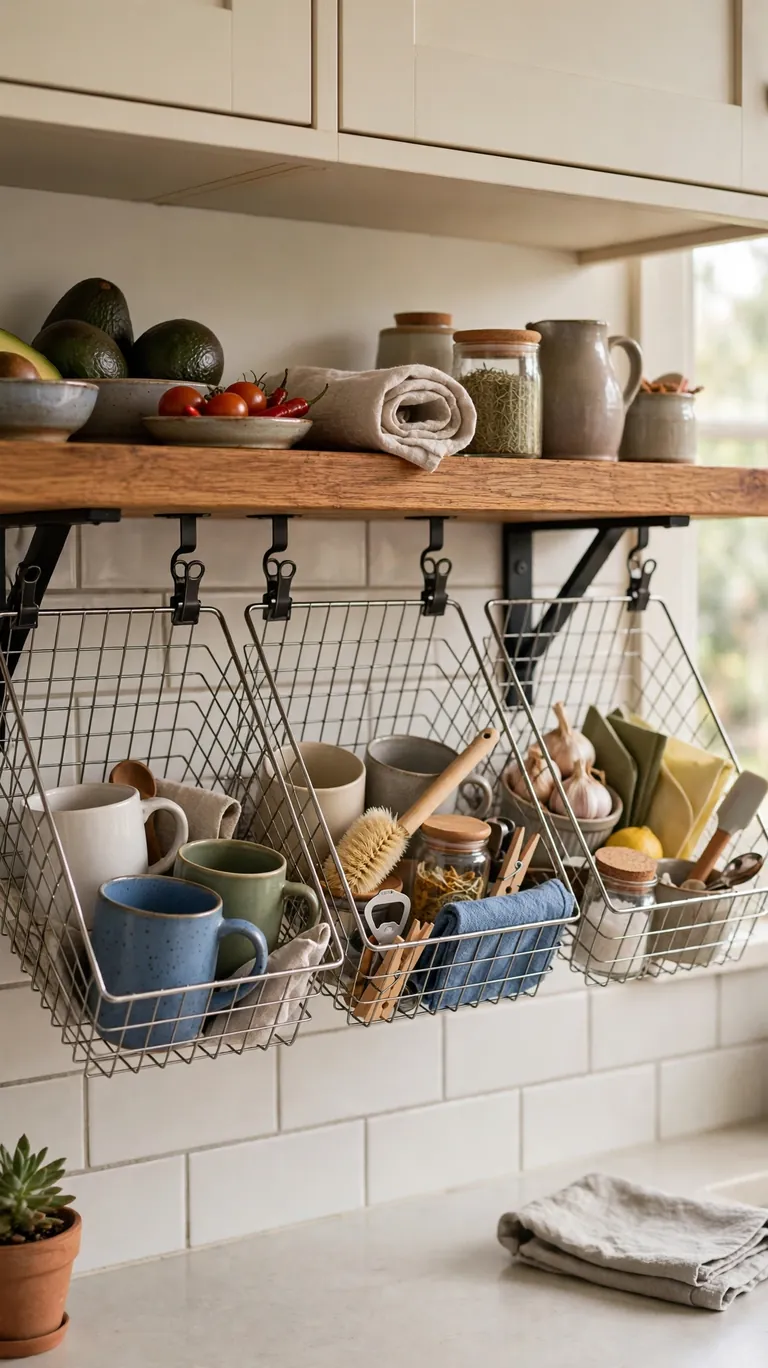 Clip Baskets Under Shelves