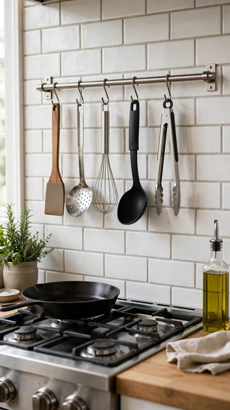 Hang Tools on a Backsplash Rail