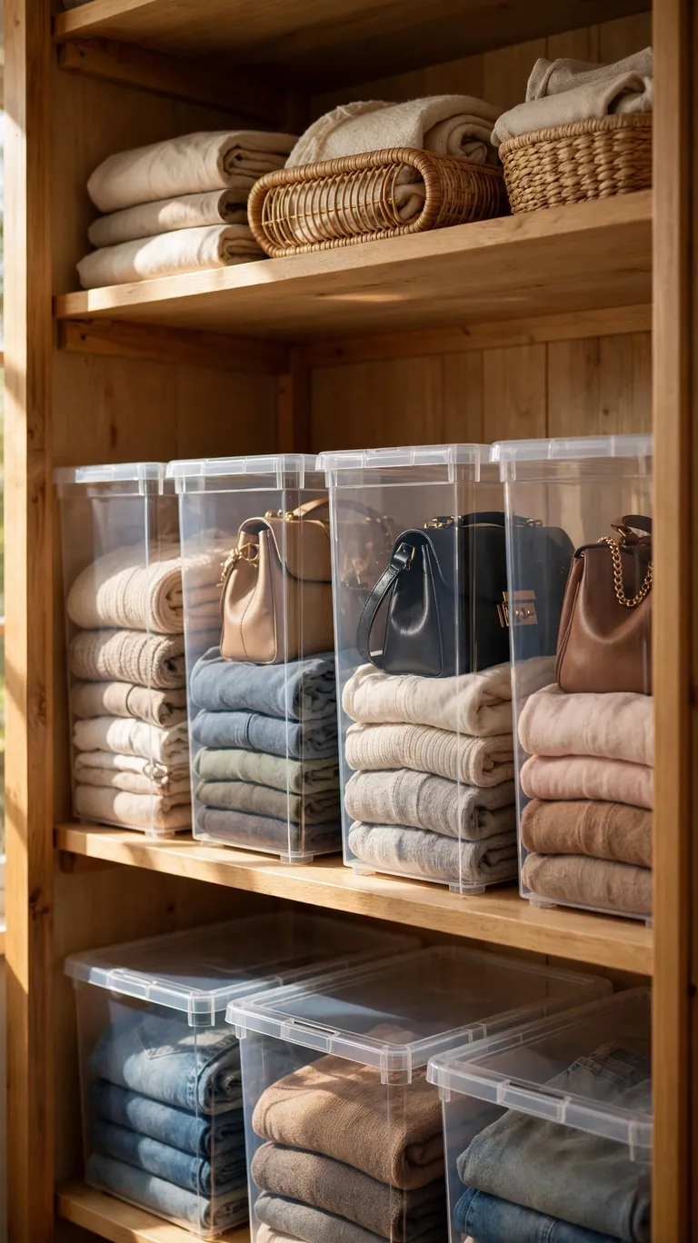 Use Clear Bins for the Awkward Middle Shelf