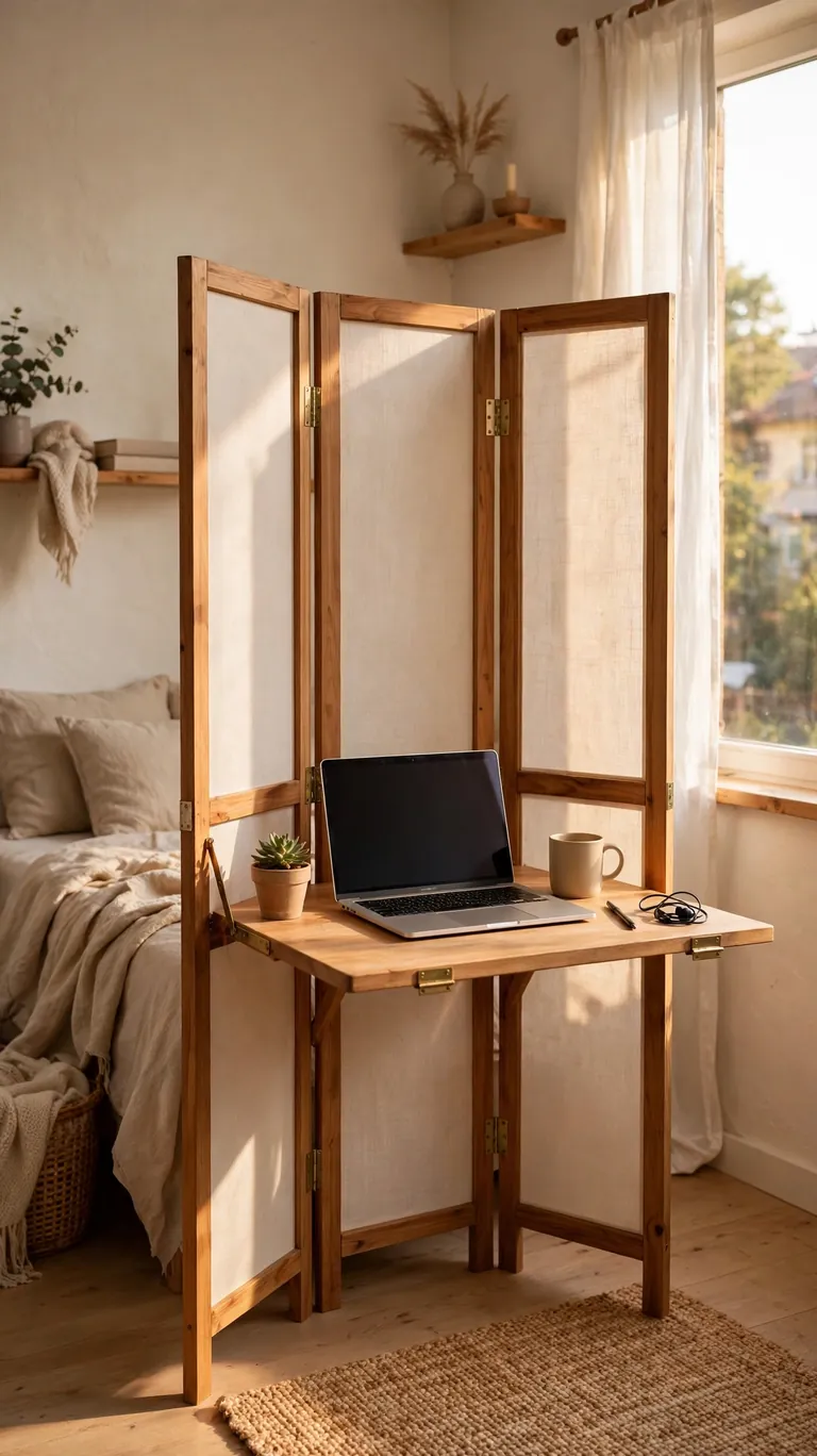 Divider with a Built-In Fold-Down Desk