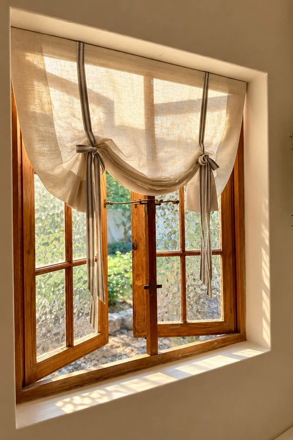 Tie Up Linen Curtains for an Easy Adjustable Style