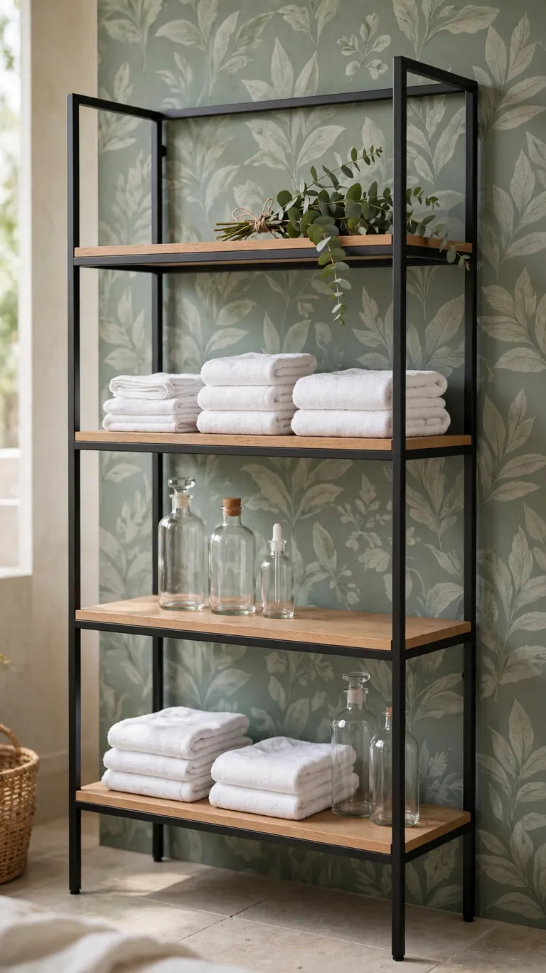 Muted Sage for a Calm Bathroom Shelf