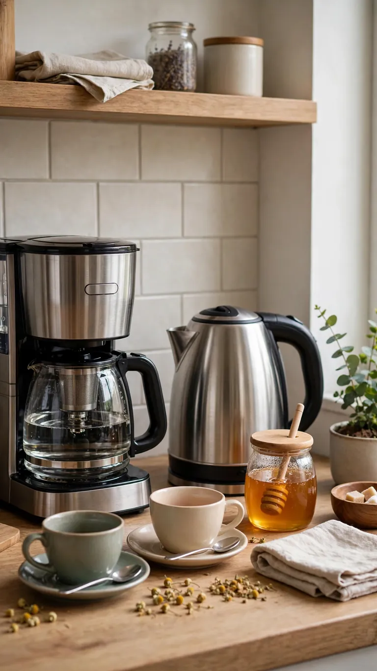 22 Cozy Coffee Bar Ideas for the Cutest Corner at Home 16 The Tea Lover's Dual Station
