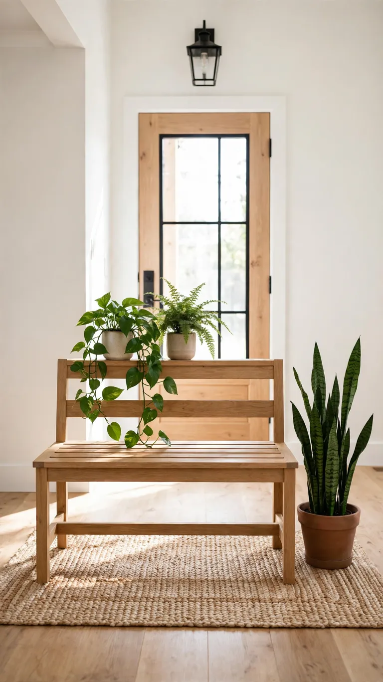 25 Indoor Plant Ideas to Bring Fresh Greenery Into Your Home 17 Entryway Plant Bench