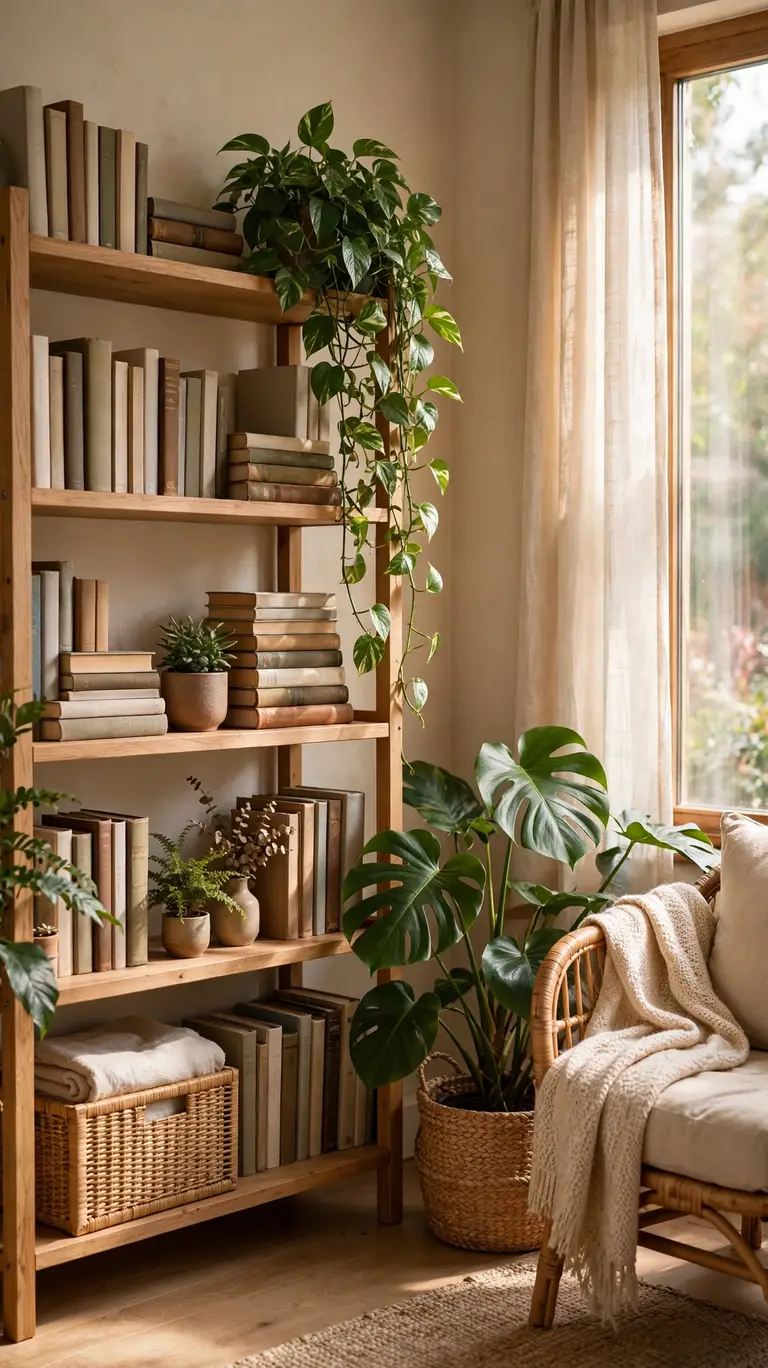 Add Greenery for a Fresh Library Feel