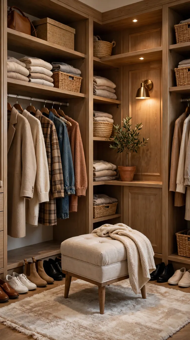 26 Smart Walk-In Closet Layout Ideas That Maximize Every Inch 17 A Small Seat for Dressing