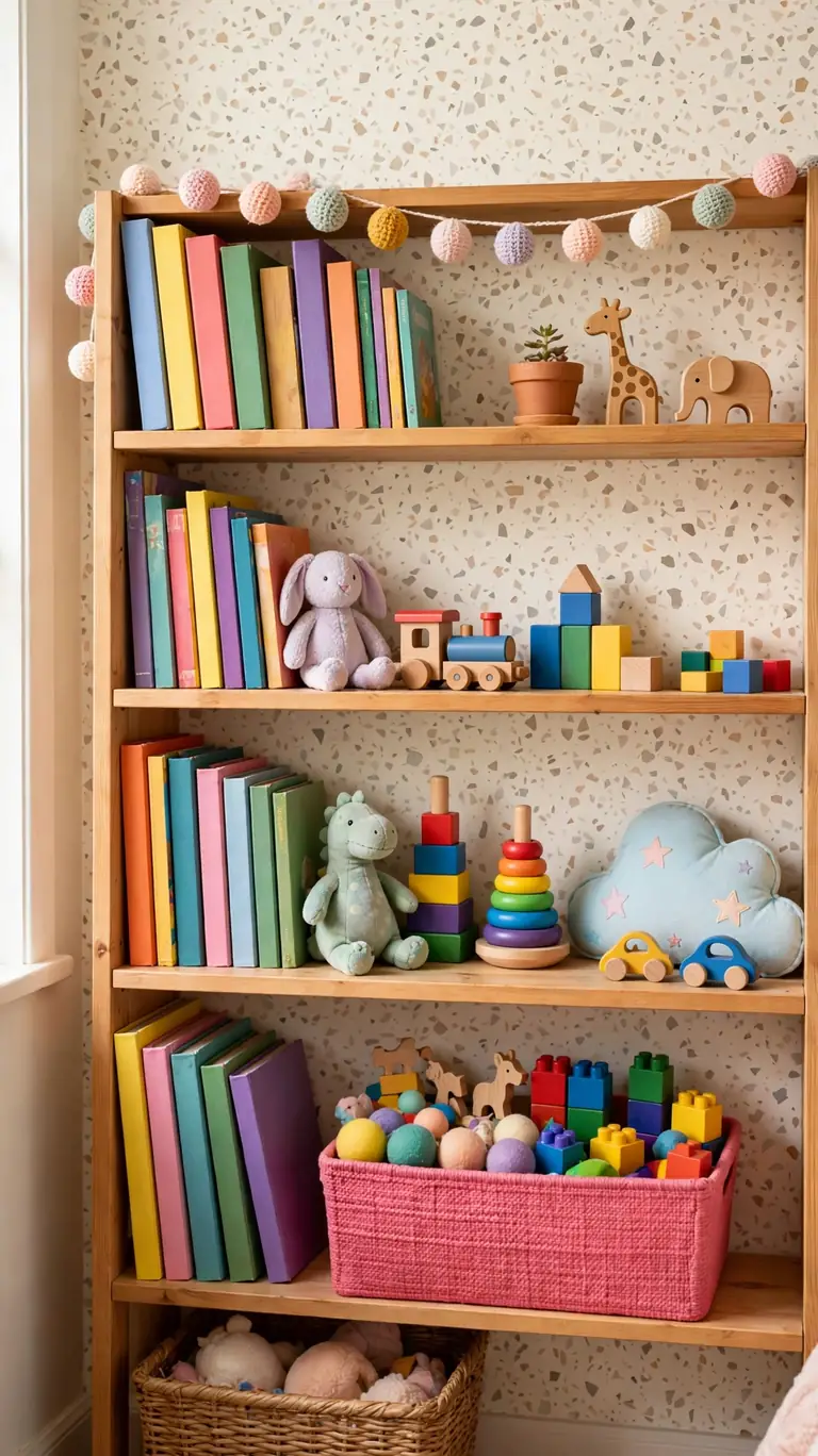 Playful Terrazzo Speckles for a Kid's Shelf