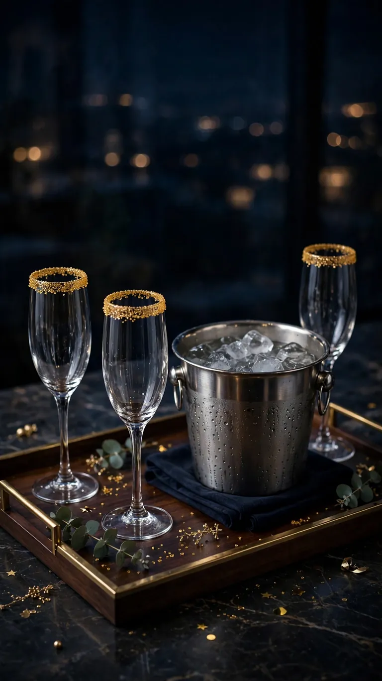 18 Stunning New Year's Eve Decor Ideas for a Sparkling Night 17 Set Out a Midnight Toast Kit
