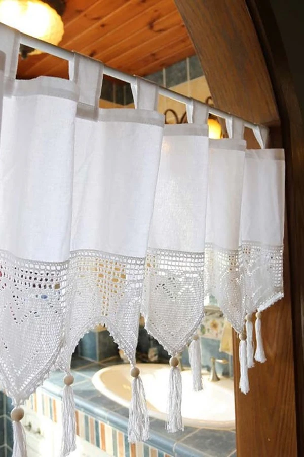 Short Curtains With a Crochet Trim Edge