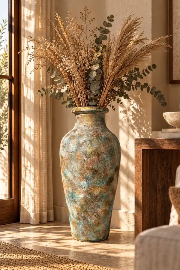 17 Empty Corner Living Room Ideas to Make Your Space Feel Complete 18 Fit a Tall Floor Vase With Dried Stems in a Corner Too Narrow for Furniture