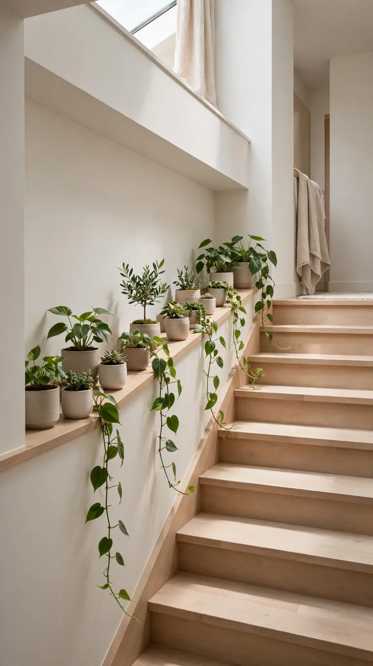 25 Indoor Plant Ideas to Bring Fresh Greenery Into Your Home 18 Stairway Plant Ledge