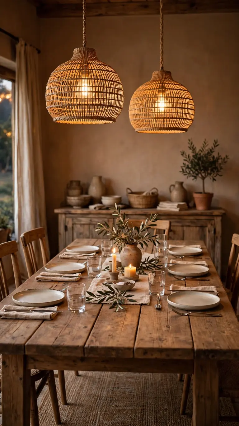 Two Pendants Over a Long Table
