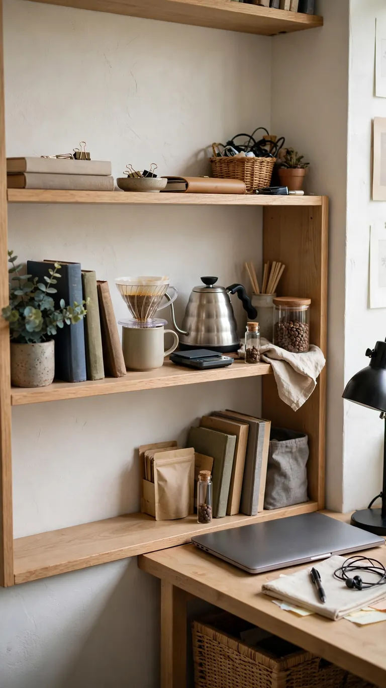 22 Cozy Coffee Bar Ideas for the Cutest Corner at Home 19 The Office or Desk-Side Setup