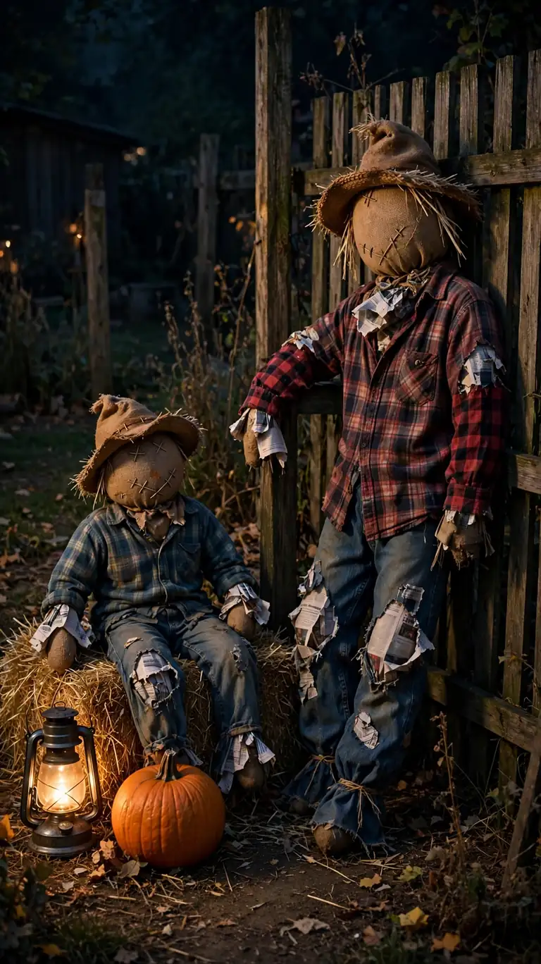 Build a Scarecrow Family from Old Clothes