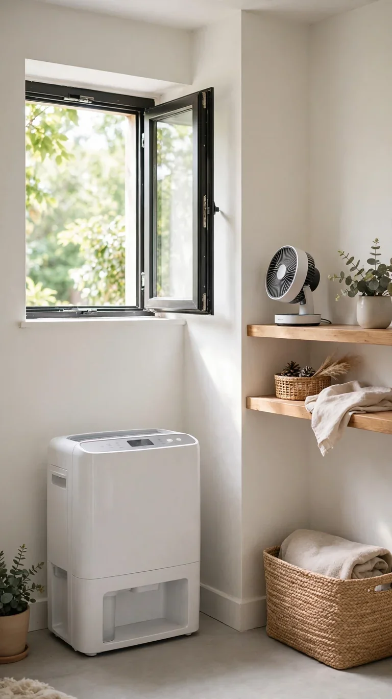 19 Small Basement Ideas to Make the Most of Any Space 19 Bright basement corner with a dehumidifier, a small open window, and fresh airflow.