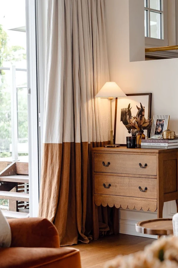 Two Tone Linen Curtains With a Natural Lower Border