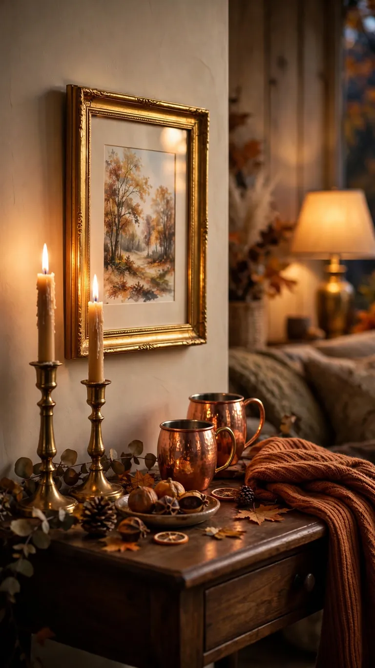 20 Warm Fall Living Room Decor Ideas for Cozy Nights In 19 Add Warm Metallic Accents
