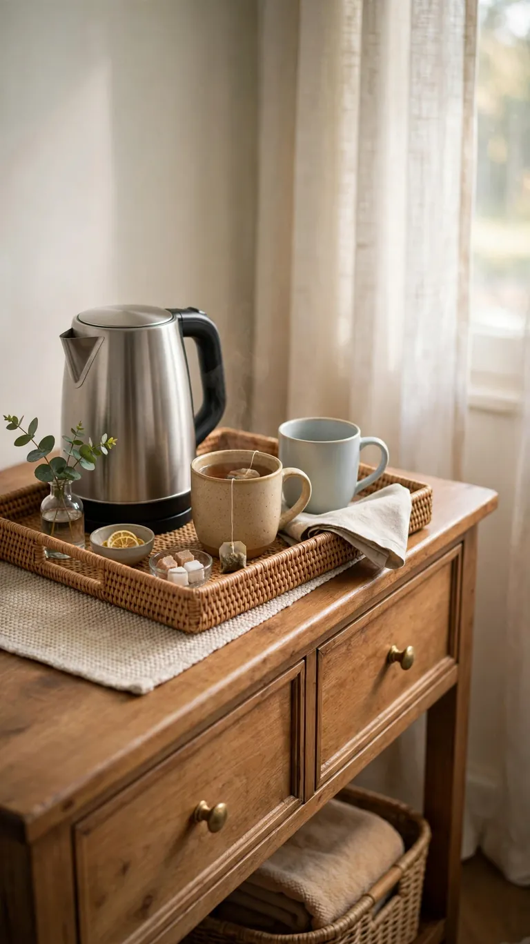 20 Cozy Guest Bedroom Ideas for Holiday Visitors 20 Offer a Morning Coffee Setup
