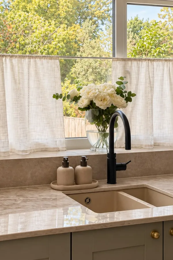 Natural Canvas Cafe Curtains for a Simple DIY Project