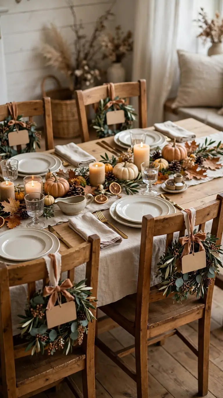 23 Beautiful Thanksgiving Decor Ideas for a Warm Holiday Home 22 Dress Up the Chair Backs