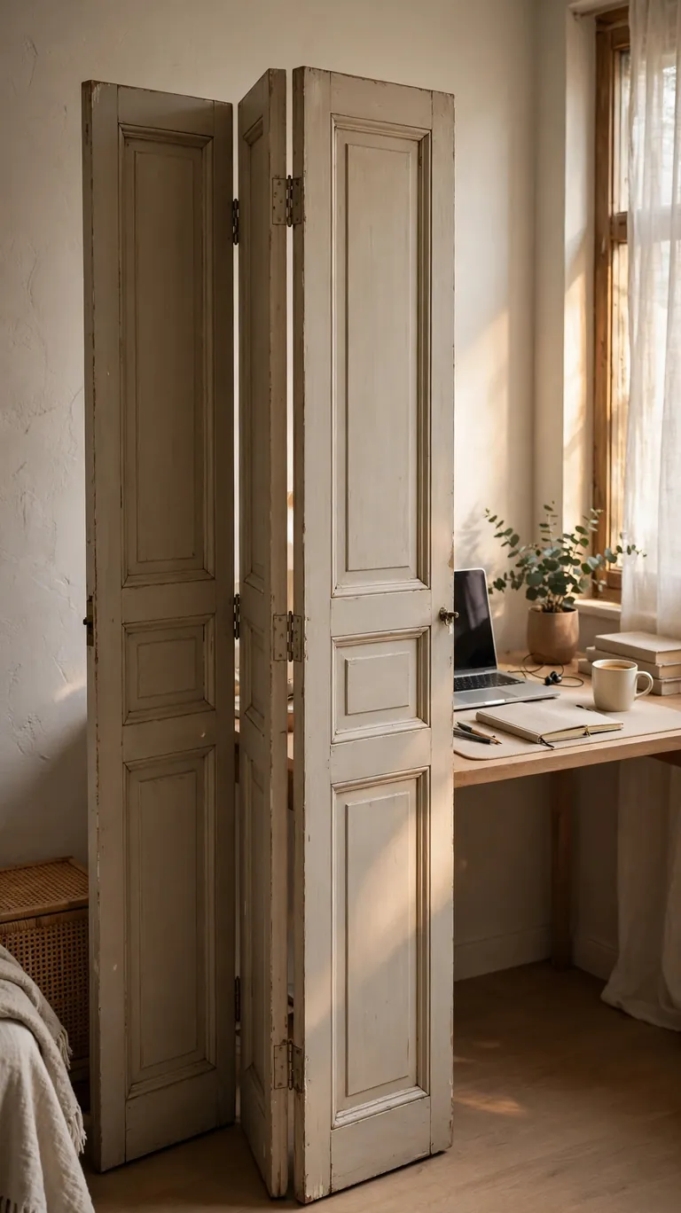 Repurposed Vintage Doors as a Divider
