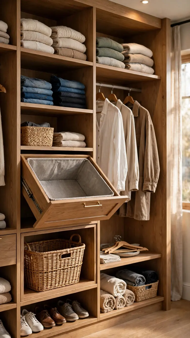 26 Smart Walk-In Closet Layout Ideas That Maximize Every Inch 24 A Built-In Hamper Nook